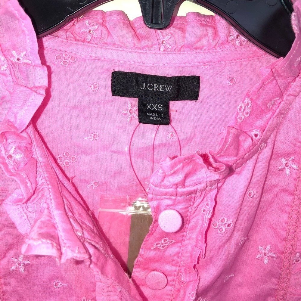 J Crew Pink Ruffle Floral Eyelet Larkspur Pink XXS - Picture 7 of 13
